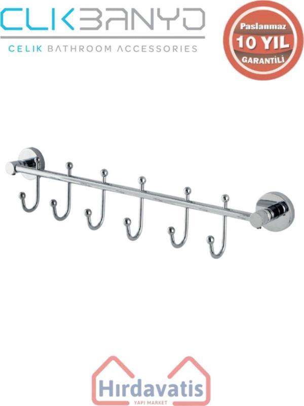 Çelik Banyo Paslanmaz Pirinç Dilek 6’Lı Askılık - Image 1