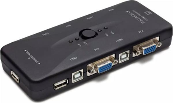 Hadron Hd230 Vga Usb Kvm Switch 4Giriş 1Çıkış Siyah 4 Farkı Bilgisayarı Tek Ekrana Bağlar - Image 1