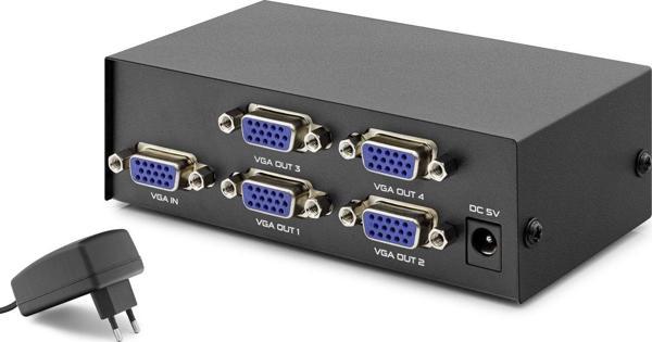 Hadron Hdx1278 4 Port Vga Splitter 200Mhz 1-İn 4-Out Siyah - Image 1
