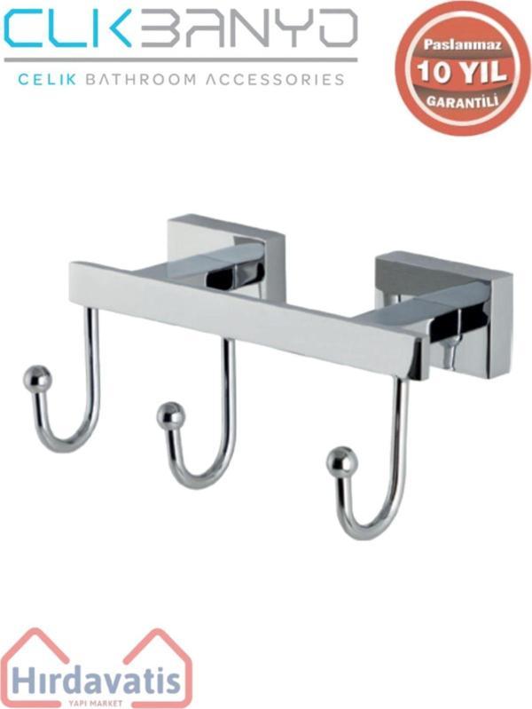 Çelik Banyo Paslanmaz Pirinç Kenzo 3’Lü Askılık - Image 1