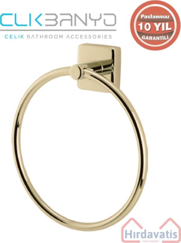Çelik Banyo Paslanmaz Pirinç Vizyon Yuvarlak Havluluk Altın Sarı Gold - Image 1