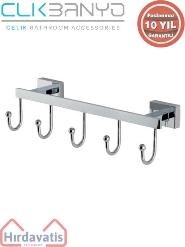 Çelik Banyo Paslanmaz Pirinç Kenzo 5’Li Askılık - Image 1