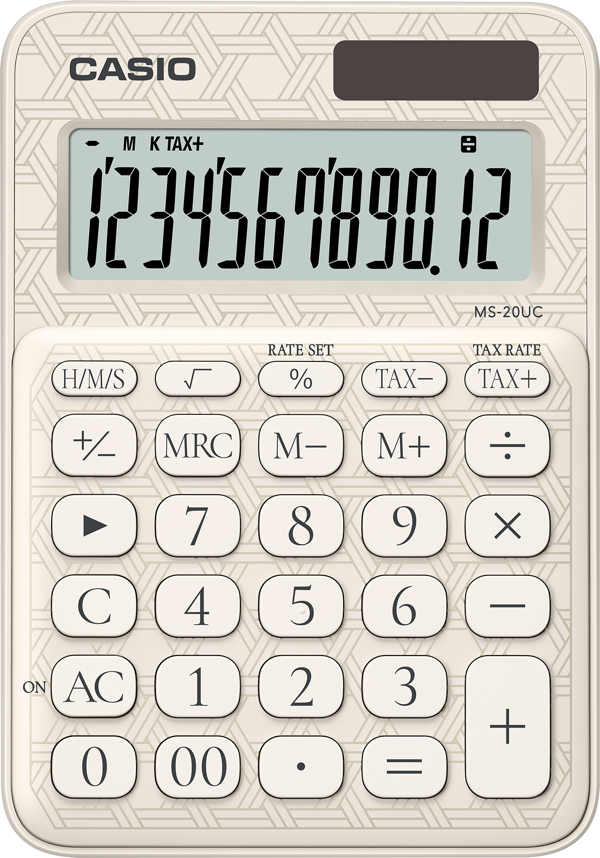 Casio Ms-20Uc-Jwe 12 Hane Beyaz Desenli Masa Üstü Hesap Makinesi - Image 1