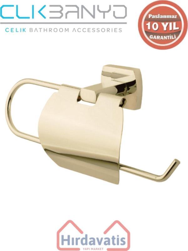 Çelik Banyo Paslanmaz Pirinç Milano Geni? Kapaklı Kağıt Havluluk Altın Sarı Gold - Image 1