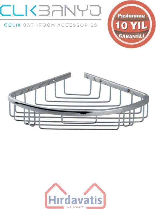 Çelik Banyo Paslanmaz Pirinç Zerrin Tekli 22X22Cm Sabunluk Şampuanlık Ve Köşe Süngerlik - Image 1