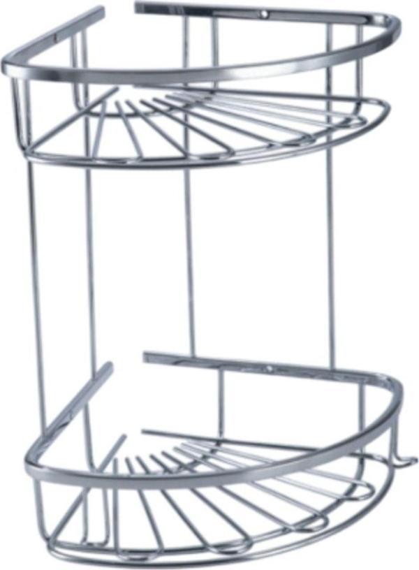 Çelik Banyo Paslanmaz Pirinç Zirve 304 İkili Lamalı 19X19Cm Sabunluk Şampuanlık Ve Köşe Süngerlik - Image 1