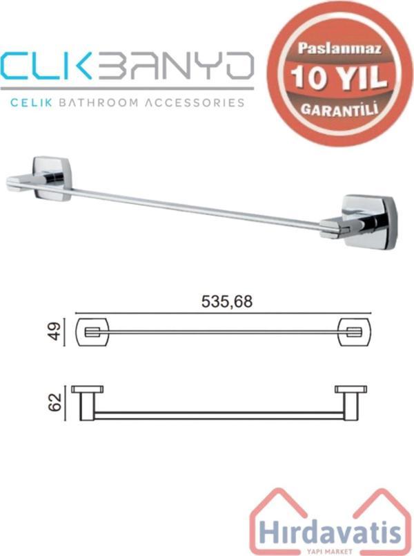 Çelik Banyo Paslanmaz Pirinç Milano Uzun Havluluk 50Cm - Image 1