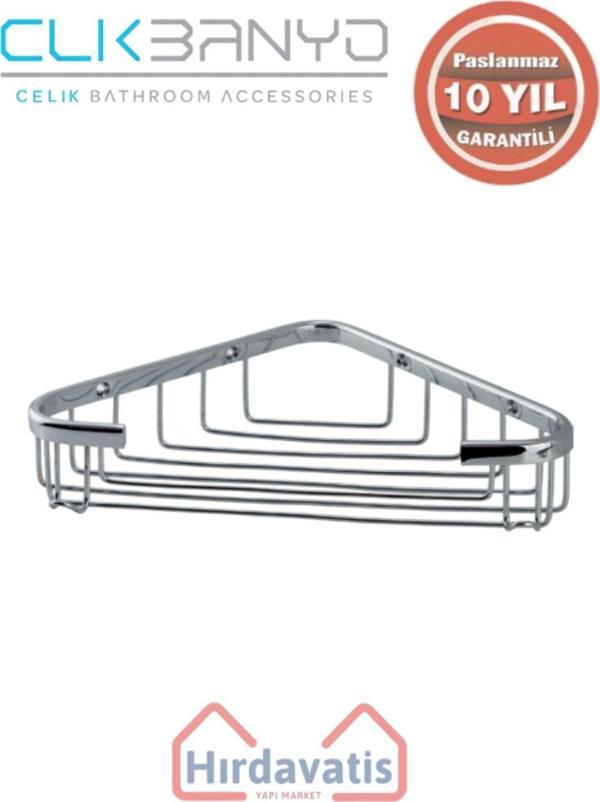 Çelik Banyo Paslanmaz Pirinç Efe Tekli 18X18Cm Sabunluk Şampuanlık Ve Köşe Süngerlik - Image 1