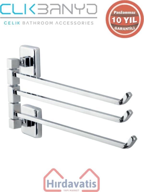 Çelik Banyo Paslanmaz Pirinç Kumru 3’Lü Döner Havluluk - Image 1