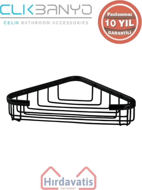 Çelik Banyo Paslanmaz Pirinç Efe Tekli 18X18Cm Sabunluk Şampuanlık Ve Köşe Süngerlik Mat Siyah - Image 1