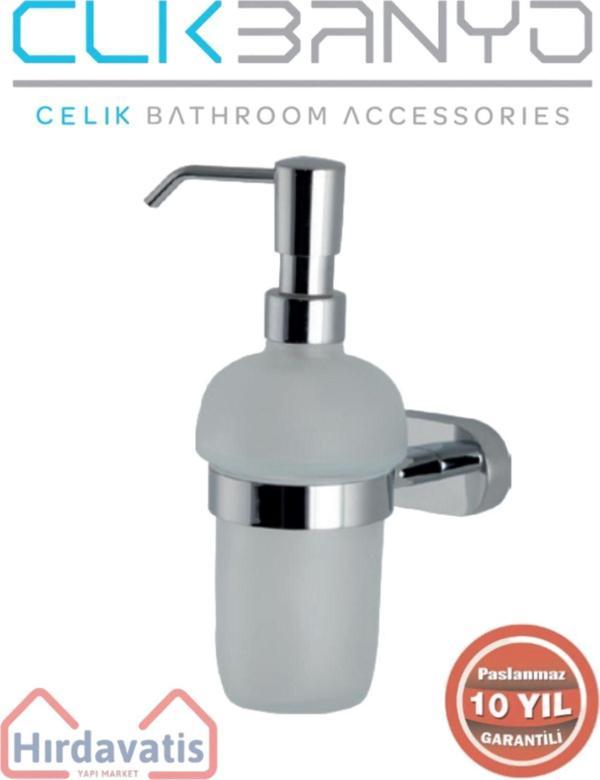 Çelik Banyo Paslanmaz Pirinç Zirve Cam Montajlı Sıvı Sabunluk - Image 1