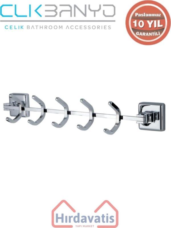 Çelik Banyo Paslanmaz Pirinç Kumru 5’Li Askılık - Image 1