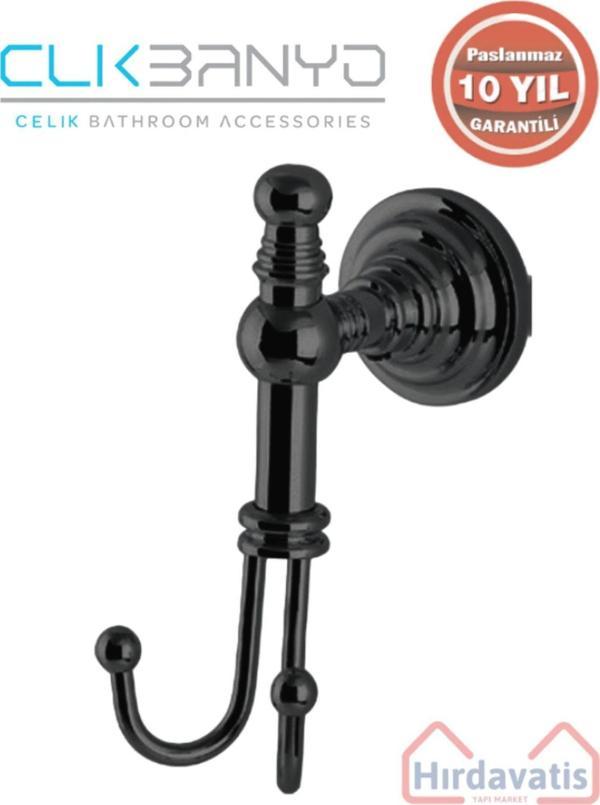 Çelik Banyo Paslanmaz Pirinç Ottoman Bornozluk Çiftli  Mat Siyah 10 Yıl Garantili - Image 1