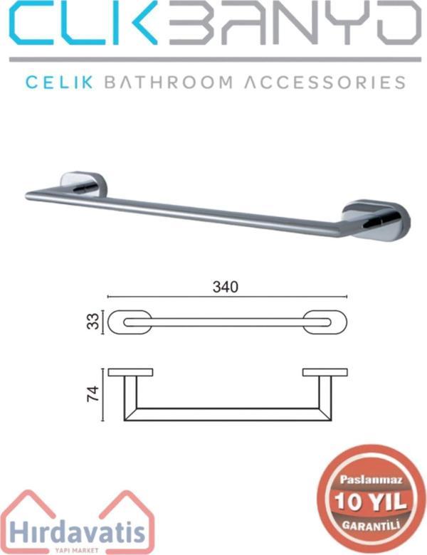 Çelik Banyo Paslanmaz Pirinç Zirve Uzun Havluluk 30Cm - Image 1