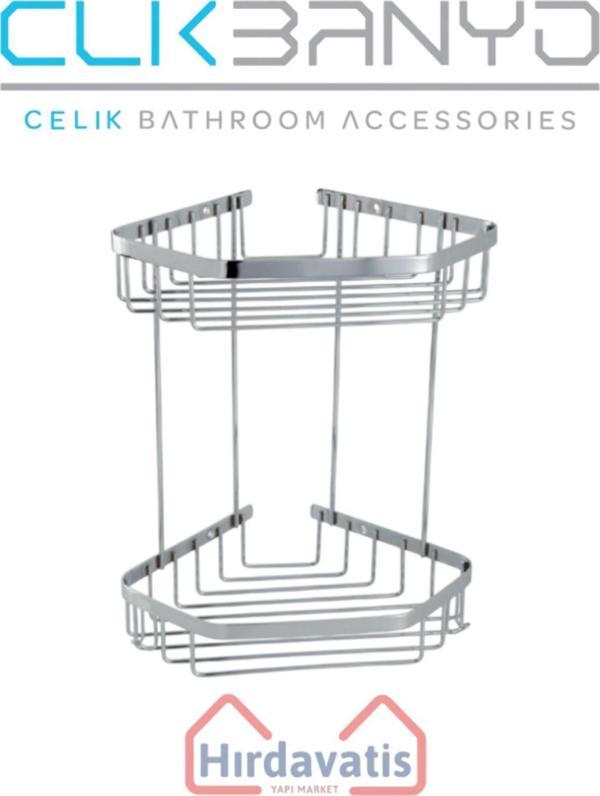 Çelik Banyo Selen 304 İkili 19X19Cm Sabunluk Şampuanlık Ve Köşe Süngerlik - Image 1