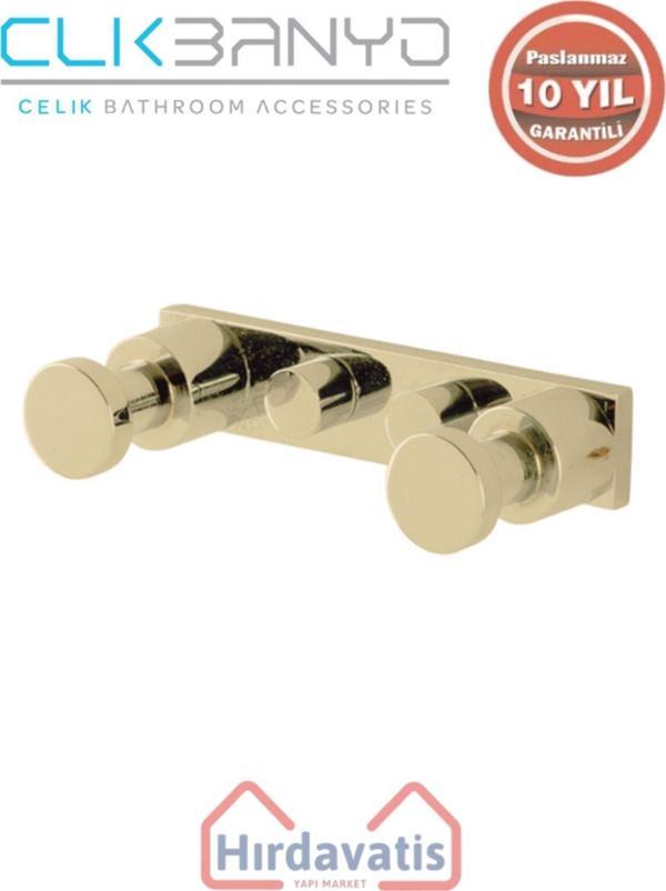 Çelik Banyo Paslanmaz Pirinç Flora 2’Li Bornozluk Altın Sarı Gold - Image 1