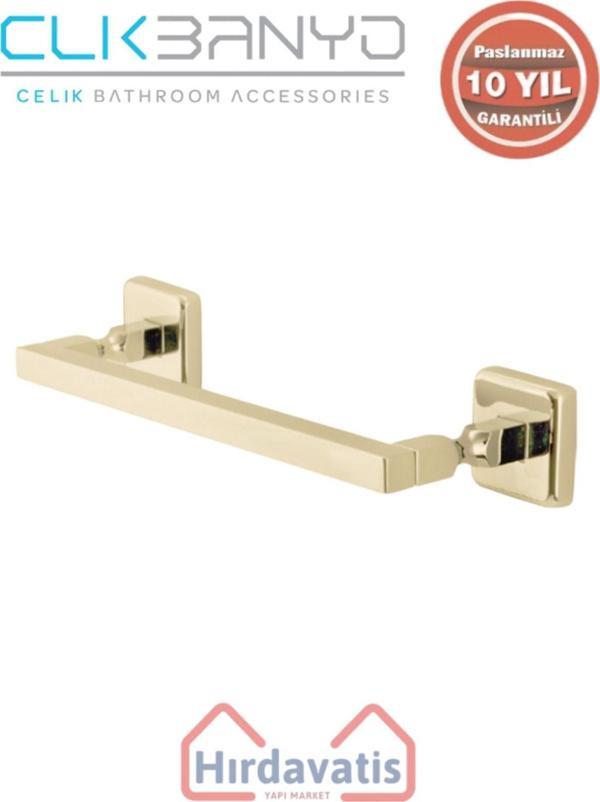 Çelik Banyo Paslanmaz Pirinç Kumru Kare Boru Uzun Havluluk 30Cm Altın Sarı Gold - Image 1