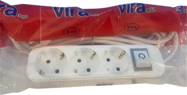 Vira 3Lü 3 Metre Kablolu Anahtarlı Topraklı Priz - Image 1