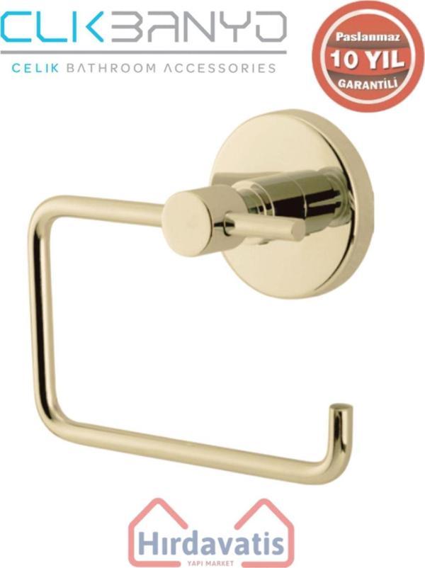 Çelik Banyo Paslanmaz Pirinç Flora Açık Kağıtlık Altın Sarı Gold - Image 1