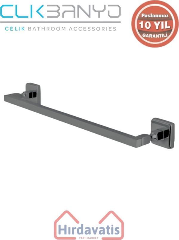 Çelik Banyo Paslanmaz Pirinç Kumru Kare Boru Uzun Havluluk 50Cm Mat Siyah - Image 1