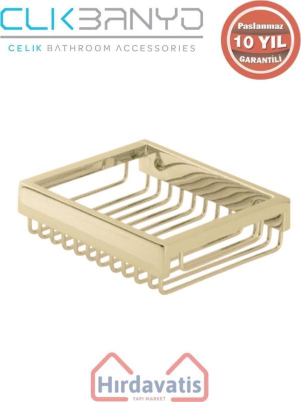 Çelik Banyo Paslanmaz Pirinç Kumru Lama Sabunluk 10X12 Altın Sarı Gold - Image 1