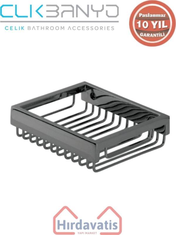 Çelik Banyo Paslanmaz Pirinç Kumru Lama Sabunluk 10X12 Mat Siyah - Image 1