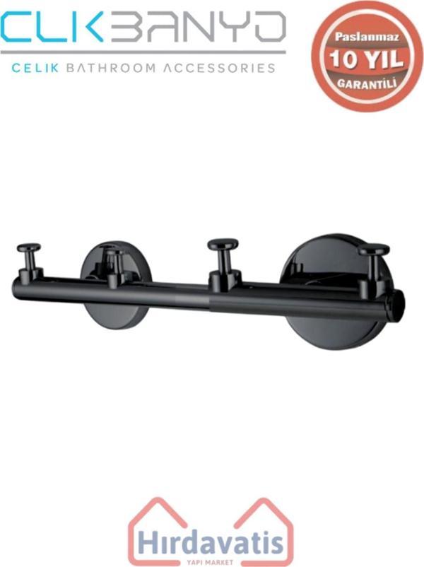 Çelik Banyo Paslanmaz Pirinç Flora Askılık Dörtlü Mat Siyah - Image 1