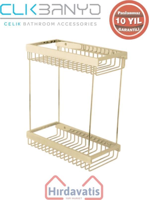 Çelik Banyo Paslanmaz Pirinç Kumru Lama Șampuanlık İkili 15X25 Altın Sarı Gold - Image 1