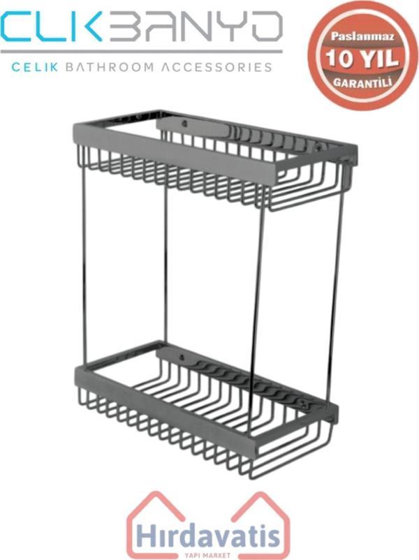 Çelik Banyo Paslanmaz Pirinç Kumru Lama Șampuanlık İkili 15X25 Mat Siyah - Image 1