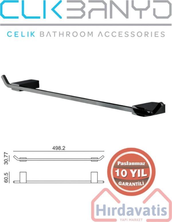 Clk Banyo Paslanmaz Pirinç Mat Siyah Titanik 50Cm Uzun Havluluk - Image 1