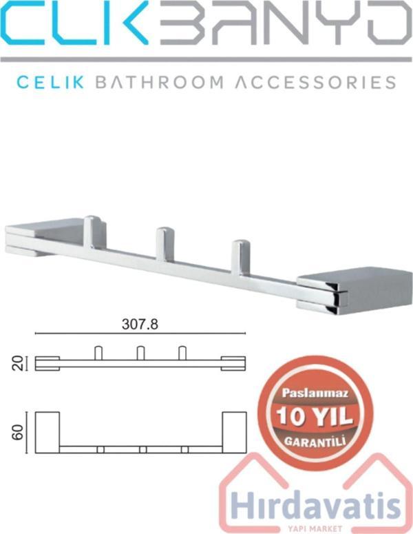 Clk Banyo Paslanmaz Pirinç Titanik 3'Lü Set Askılık Havlu Askısı - Image 1