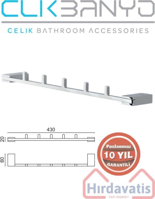 Clk Banyo Paslanmaz Pirinç Titanik 5'Li Set Askılık Havlu Askısı - Image 1