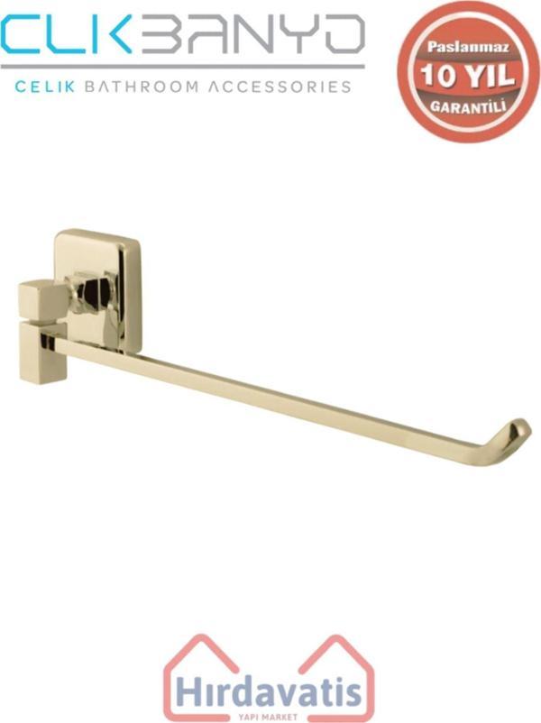 Çelik Banyo Paslanmaz Pirinç Kumru Tekli Döner Havluluk Altın Sarı Gold - Image 1