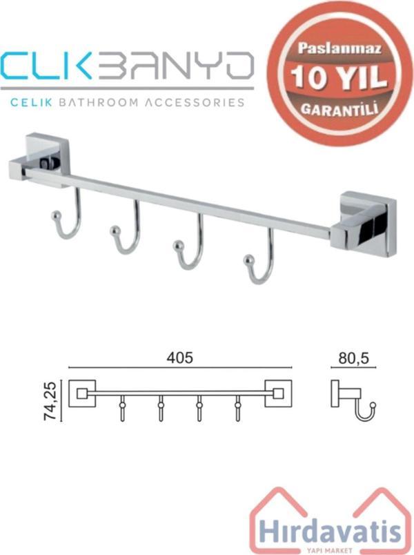 Çelik Banyo Paslanmaz Pirinç Tamay 4’Lü Askılık - Image 1