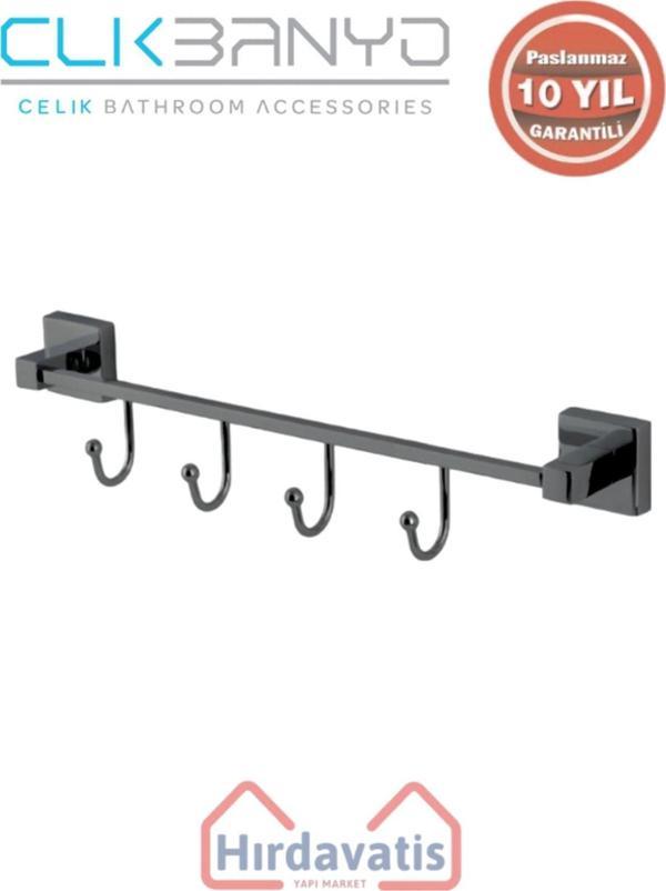 Çelik Banyo Paslanmaz Pirinç Tamay 4’Lü Askılık Mat Siyah - Image 1