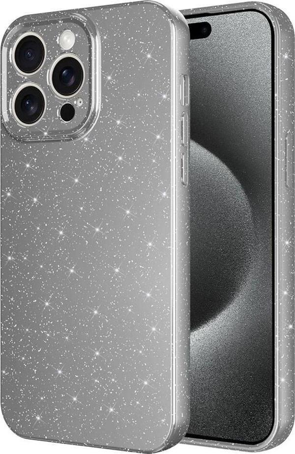 iPhone 15 Pro Uyumlu Kamera Korumalı Simli Parlak Yumuşak Silikon Kılıf - Image 1