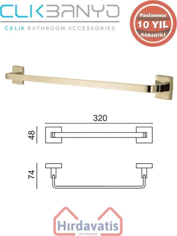 Çelik Banyo Paslanmaz Pirinç Tamay Havluluk 30Cm Altın Sarı Gold - Image 1