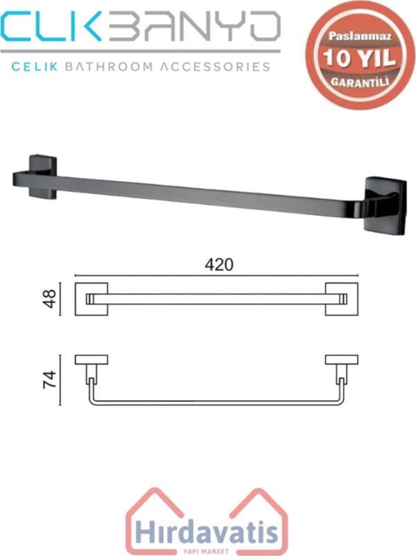Çelik Banyo Paslanmaz Pirinç Tamay Havluluk 40Cm Mat Siyah - Image 1