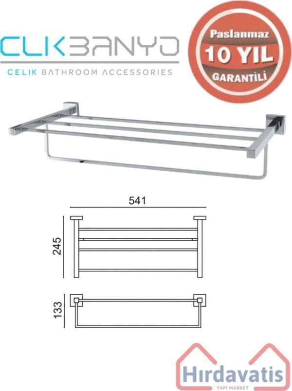 Çelik Banyo Paslanmaz Pirinç Tamay Havluluk Alt Borulu 50Cm - Image 1