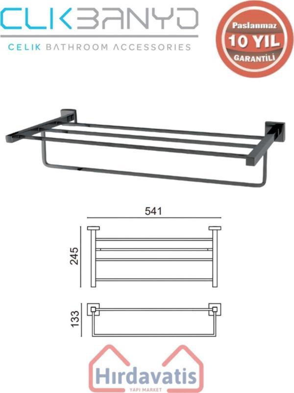 Çelik Banyo Paslanmaz Pirinç Tamay Havluluk Alt Borulu 50Cm Mat Siyah - Image 1