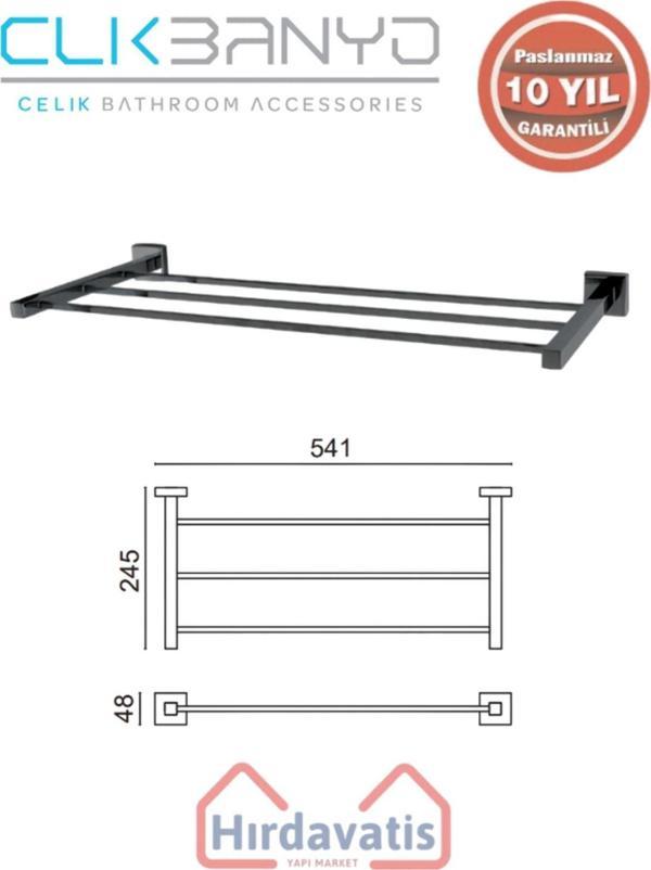 Çelik Banyo Paslanmaz Pirinç Tamay Havluluk Düz 50Cm Mat Siyah - Image 1