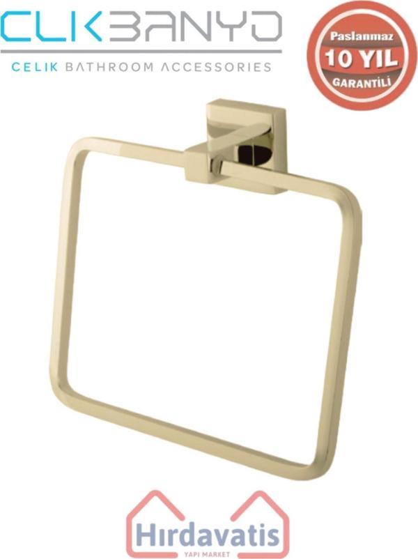Çelik Banyo Paslanmaz Pirinç Tamay Kare Havluluk Altın Sarı Gold - Image 1
