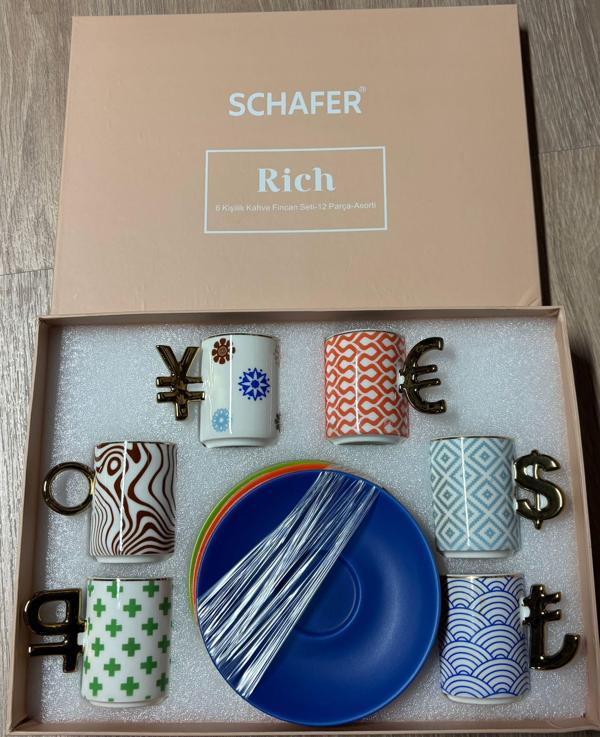 Schafer Rich 6 Kişilik Kahve Fincan Takımı 12 Prç - Asorti02 - Image 1