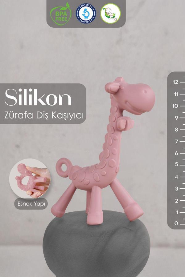 Meleni Baby Zürafa Silikon Diş Kaşıyıcı - Bebek Diş Kaşıyıcı Hayvan Figürlü Oyuncak Dişlik - Pembe - Image 1