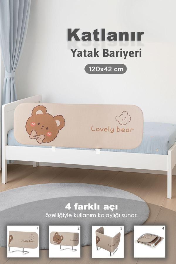 Meleni Baby 120X42 Cm Katlanır Bebek Yatak Bariyeri - Hayvan Desenli Koruyucu Baza Korkuluğu Güvenlik Bariyeri - Image 1