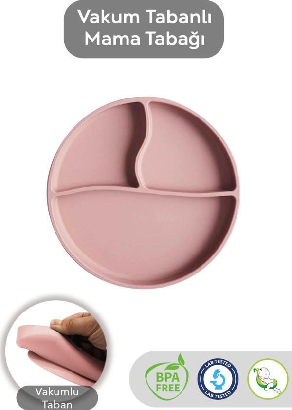 Meleni Baby Vakumlu Silikon Bebek Mama Tabağı - Vakumlu Tabak Pembe - Image 1