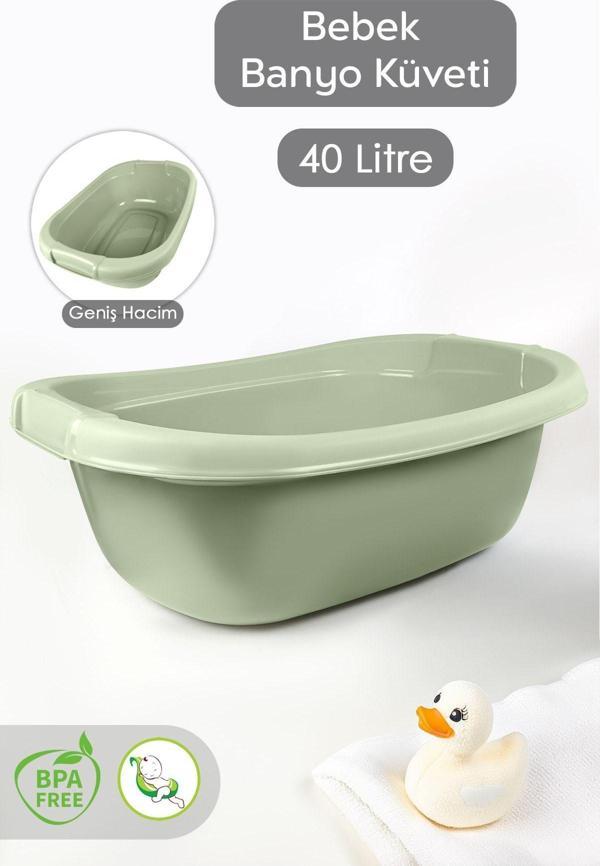 Meleni Baby Bebek Banyo Küveti - Yenidoğan Yıkama Küveti 40 Lt - Yeşil - Image 1