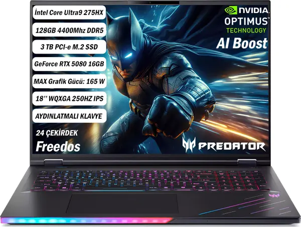 ACER Predator PH18-73 Core Ultra9 275HX 128 GB 3TB RTX5080 18''WQXGA IPS 250Hz freedos NH.QVZEY.001 - Image 1