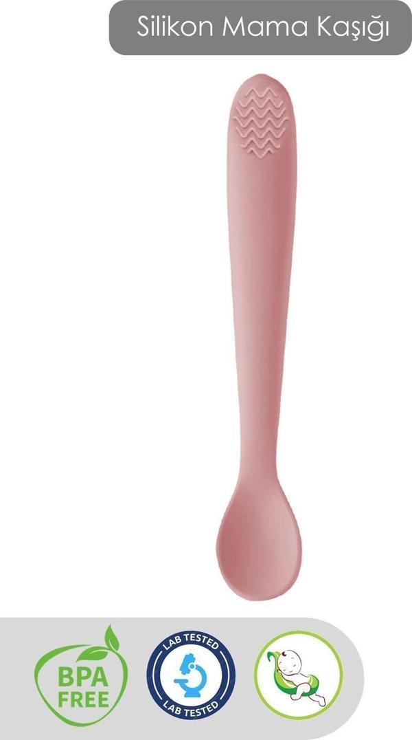 Meleni Baby Diş Kaşıyıcı Bebek Mama Kaşığı Silikon Mama Kaşığı Pembe - Image 1