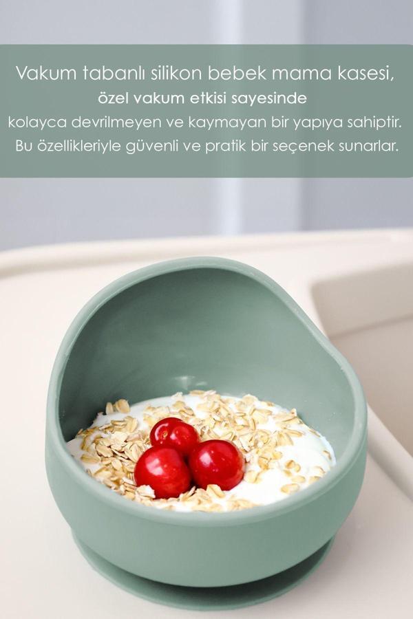 Meleni Baby Vakumlu Oval Silikon Kase - Yeşil - Image 1